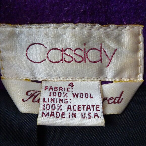Cassidy Women Purple Wool Coat Size 4 - Picture 6 of 12